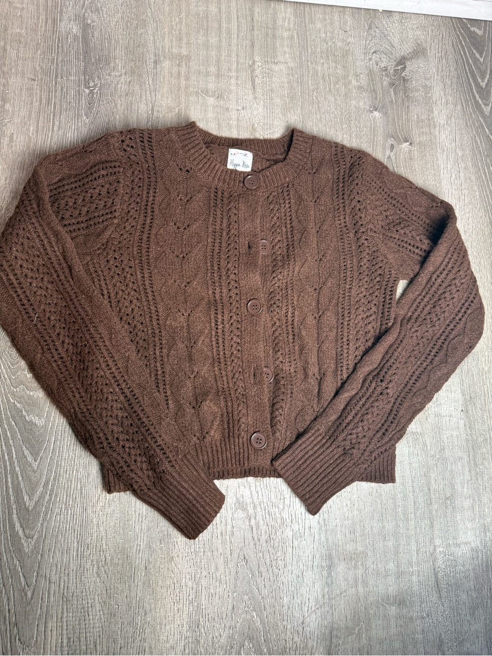 Macy's Chocolate Brown Cable Knit Cardigan
